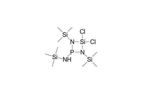 4,4-bis(chloranyl)-N,1,3-tris(trimethylsilyl)-1,3,2,4-diazaphosphasiletidin-2-amine