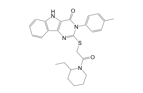2-{[2-(2-ethyl-1-piperidinyl)-2-oxoethyl]sulfanyl}-3-(4-methylphenyl)-3,5-dihydro-4H-pyrimido[5,4-b]indol-4-one