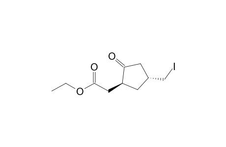 Cyclopentaneacetic acid, 4-(iodomethyl)-2-oxo-, ethyl ester, trans-(.+-.)-