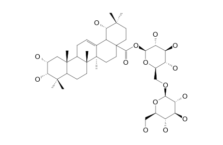 RIVALOSIDE-D;2-ALPHA,3-ALPHA,19-ALPHA-TRIHYDROXY-OLEAN-12-EN-28-OIC-ACID-28-O-BETA-D-GLUCOPYRANOSYL-(1->6)-BETA-D-GLUCOPYRANOSIDE