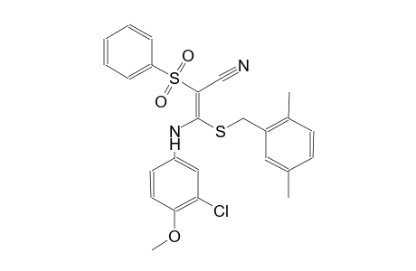 2-propenenitrile, 3-[(3-chloro-4-methoxyphenyl)amino]-3-[[(2,5-dimethylphenyl)methyl]thio]-2-(phenylsulfonyl)-, (2E)-