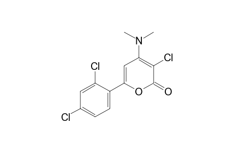 3-chloro-6-(2,4-dichlorophenyl)-4-(dimethylamino)-2H-pyran-2-one