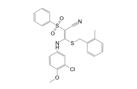 2-propenenitrile, 3-[(3-chloro-4-methoxyphenyl)amino]-3-[[(2-methylphenyl)methyl]thio]-2-(phenylsulfonyl)-, (2E)-