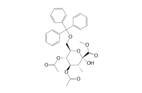 .alpha.-D-arabino-2-Heptulopyranosidonic acid, methyl 3-deoxy-7-O-(triphenylmethyl)-, methyl ester, diacetate