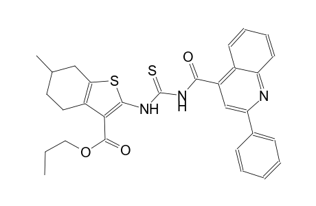 propyl 6-methyl-2-[({[(2-phenyl-4-quinolinyl)carbonyl]amino}carbothioyl)amino]-4,5,6,7-tetrahydro-1-benzothiophene-3-carboxylate