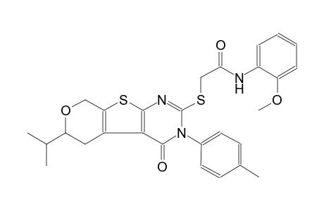2-{[6-isopropyl-3-(4-methylphenyl)-4-oxo-3,5,6,8-tetrahydro-4H-pyrano[4',3':4,5]thieno[2,3-d]pyrimidin-2-yl]sulfanyl}-N-(2-