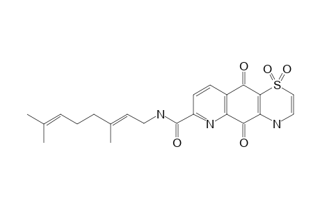 (E)-N-(3,7-DIMETHYLOCTA-2,6-DIEN-1-YL)-5,10-DIOXO-5,10-DIHYDRO-4H-[1,4]-THIAZINO-[2,3-G]-QUINOLINE-7-CARBOXAMIDE-1,1-DIOXIDE