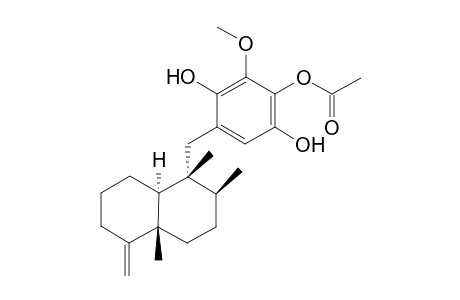 (-)3-Acetyl-6-[(trans-decahydro-5.beta.,6.beta.,8a.beta.-trimethyl-1(2H)-naphthalenyl)methyl]-2-methoxyhydroquinone