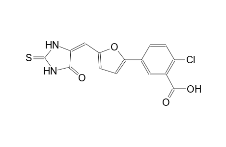 2-chloro-5-{5-[(E)-(5-oxo-2-thioxo-4-imidazolidinylidene)methyl]-2-furyl}benzoic acid