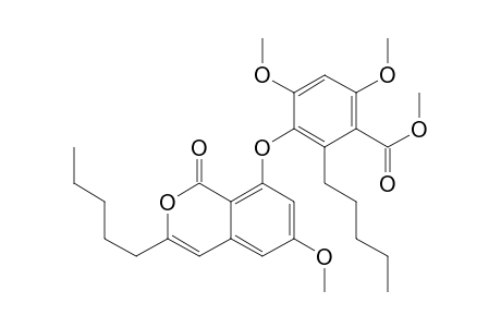 Benzoic acid, 4,6-dimethoxy-3-[(6-methoxy-1-oxo-3-pentyl-1H-2-benzopyran-8-yl)oxy]- 2-pentyl-, methyl ester