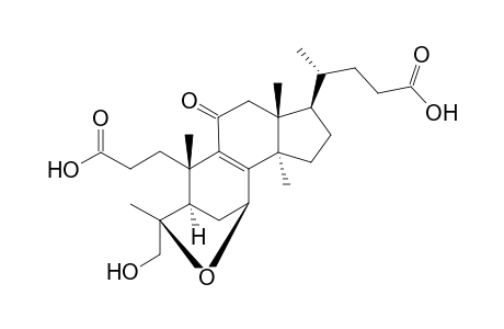 Fornicatins A [4,7.beta.-Epoxy-28-hydroxy-11-oxo-3,4-seco-25,26,27-trinorlanosta-8-en-3,24-dioic acid]
