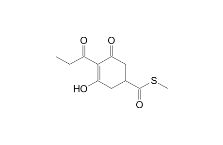 3-Cyclohexene-1-carbothioic acid, 3-hydroxy-5-oxo-4-(1-oxopropyl)-,S-methyl ester