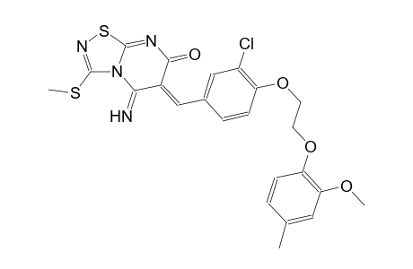 (6Z)-6-{3-chloro-4-[2-(2-methoxy-4-methylphenoxy)ethoxy]benzylidene}-5-imino-3-(methylsulfanyl)-5,6-dihydro-7H-[1,2,4]thiadiazolo[4,5-a]pyrimidin-7-one