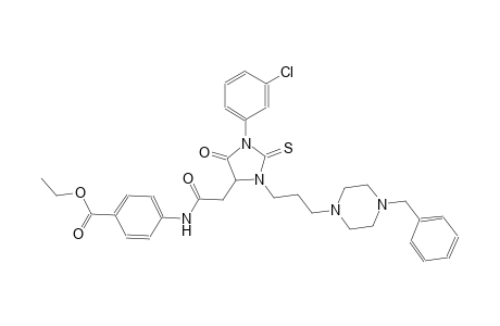 benzoic acid, 4-[[[1-(3-chlorophenyl)-5-oxo-3-[3-[4-(phenylmethyl)-1-piperazinyl]propyl]-2-thioxo-4-imidazolidinyl]acetyl]amino]-, ethyl ester