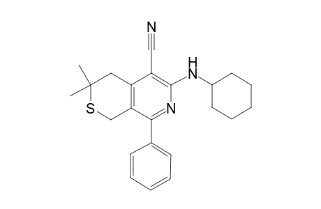 6-(cyclohexylamino)-3,3-dimethyl-8-phenyl-3,4-dihydro-1H-thiopyrano[3,4-c]pyridine-5-carbonitrile