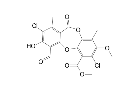 11H-Dibenzo[b,e][1,4]dioxepin-6-carboxylic acid, 2,7-dichloro-4-formyl-3-hydroxy-8-methoxy-1,9-dimethyl-11-oxo-, methyl ester