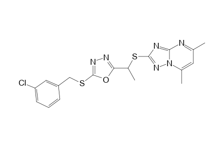 2-(1-(5-(3-chlorobenzylthio)-1,3,4-oxadiazol-2-yl)-ethylthio)-5,7-dimethyl-1,2,4-triazolo[1,5-a]pyrimidine