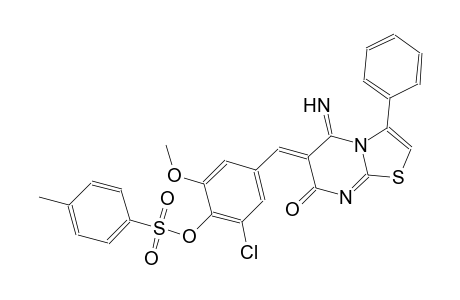 2-chloro-4-[(Z)-(5-imino-7-oxo-3-phenyl-5H-[1,3]thiazolo[3,2-a]pyrimidin-6(7H)-ylidene)methyl]-6-methoxyphenyl 4-methylbenzenesulfonate