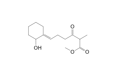 Hexanoic acid, 6-(2-hydroxycyclohexylidene)-2-methyl-3-oxo-, methyl ester
