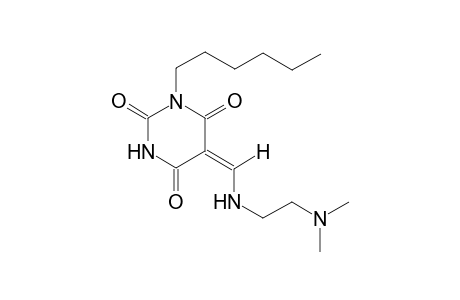 (5E)-5-({[2-(dimethylamino)ethyl]amino}methylene)-1-hexyl-2,4,6(1H,3H,5H)-pyrimidinetrione