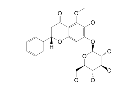 (2S)-6,7-DIHYDROXY-5-METHOXYFLAVANONE-7-O-BETA-D-GLUCOPYRANOSIDE
