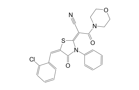 (2E)-2-[(5E)-5-(2-chlorobenzylidene)-4-oxo-3-phenyl-1,3-thiazolidin-2-ylidene]-3-(4-morpholinyl)-3-oxopropanenitrile