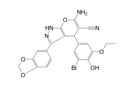 6-Amino-3-(1,3-benzodioxol-5-yl)-4-(3-bromo-5-ethoxy-4-hydroxyphenyl)-1,4-dihydropyrano[2,3-c]pyrazole-5-carbonitrile