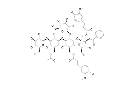 FALLAXOSE-E;1-O-FERULOYL-(3-O-BENZOYL)-BETA-D-FRUCTOFURANOSYL-(2->1)-[BETA-D-GLUCOPYRANOSYL-(1->2)]-[BETA-D-GLUCOPYRANOSYL-(1->3)-(6-O-ACETYL)-BETA