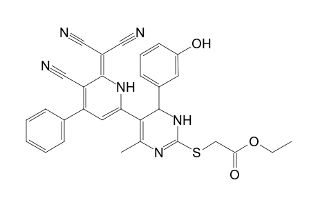 Ethyl ({5-[5-cyano-6-(dicyanomethylene)-4-phenyl-1,6-dihydropyridin-2-yl]-6-(3-hydroxy-phenyl)-4-methyl-1,6-dihydropyrimidin-2-yl}thio)acetate