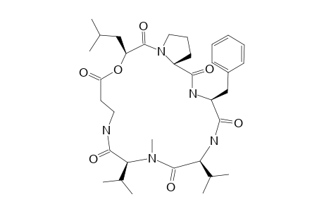 DESMETHYLISARIDIN_E;CYCLO-(-PHE-(1)-PRO-(2)-HMPA-(3)-BETA-ALA-(4)-N-ME-VAL-(5)-VAL-(6))