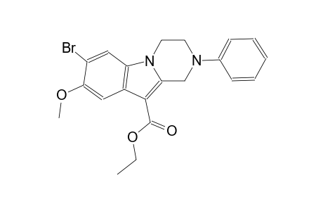 pyrazino[1,2-a]indole-10-carboxylic acid, 7-bromo-1,2,3,4-tetrahydro-8-methoxy-2-phenyl-, ethyl ester