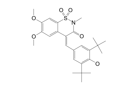 2-METHYL-6,7-DIMETHOXY-1,2-BENZOTHIAZIN-3-ONE-4-(3',5'-DITERT.-BUTYL-4'-HYDROXYBENZYLIDENE)-1,1-DIOXIDE