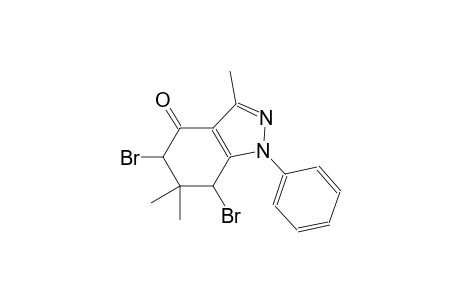 4H-indazol-4-one, 5,7-dibromo-1,5,6,7-tetrahydro-3,6,6-trimethyl-1-phenyl-