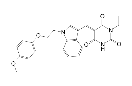 (5E)-1-ethyl-5-({1-[2-(4-methoxyphenoxy)ethyl]-1H-indol-3-yl}methylene)-2,4,6(1H,3H,5H)-pyrimidinetrione