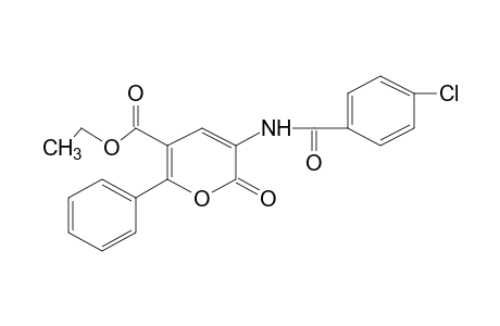 3-(p-CHLOROBENZAMIDO)-2-OXO-6-PHENYL-2H-PYRAN-5-CARBOXYLIC ACID, ETHYL ESTER
