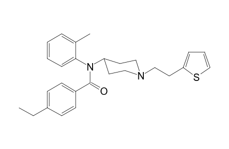 N-(2-Methylphenyl)-N-([(2-thiophen-2-yl)ethyl]piperidin-1-yl)-4-ethylbenzoylamide