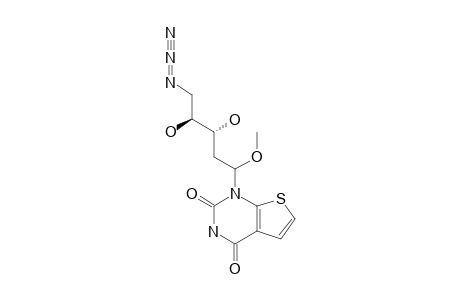 5-AZIDO-2,5-DIDEOXY-1-(2,4-DIOXO-1,2,3,4-TETRAHYDROTHIENO-[2,3-D]-PYRIMIDIN-1-YL)-1-O-METHYL-D-ERYTHRO-PENTITOL;LESS_POLAR_ANOMER