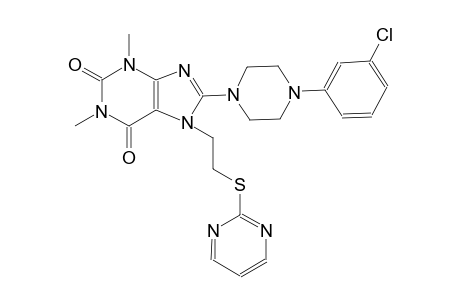 8-[4-(3-chlorophenyl)-1-piperazinyl]-1,3-dimethyl-7-[2-(2-pyrimidinylsulfanyl)ethyl]-3,7-dihydro-1H-purine-2,6-dione