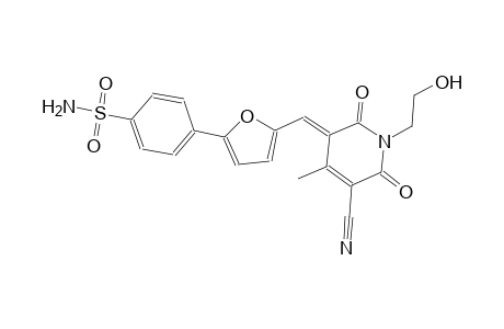 4-{5-[(E)-(5-cyano-1-(2-hydroxyethyl)-4-methyl-2,6-dioxo-1,6-dihydro-3(2H)-pyridinylidene)methyl]-2-furyl}benzenesulfonamide