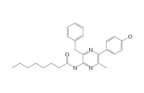 3-Benzyl-5-(4-hydroxyphenyl)-6-methyl-2-octanamidopyrazine