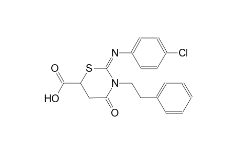 (2E)-2-[(4-chlorophenyl)imino]-4-oxo-3-(2-phenylethyl)-1,3-thiazinane-6-carboxylic acid