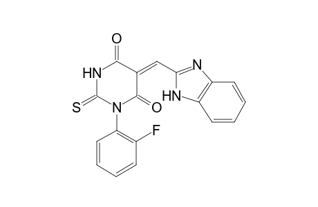 (5Z)-5-(1H-benzimidazol-2-ylmethylene)-1-(2-fluorophenyl)-2-thioxo-hexahydropyrimidine-4,6-dione