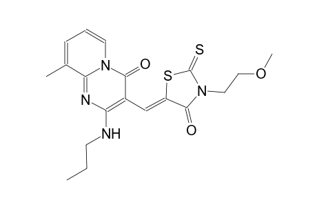3-{(Z)-[3-(2-methoxyethyl)-4-oxo-2-thioxo-1,3-thiazolidin-5-ylidene]methyl}-9-methyl-2-(propylamino)-4H-pyrido[1,2-a]pyrimidin-4-one