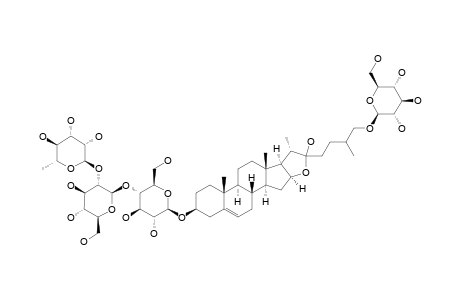 #1A;BALANITOSIDE;26-O-BETA-D-GLUCOPYRANOSYL-3-BETA,22,26-TRIHYDROXY-FUROST-5-ENE-3-O-ALPHA-L-RHAMNOPYRANOSYL-(1->2)-BETA-D-GLUCOPYRANOSYL-(1->4)-BETA-D-GLUCOPY