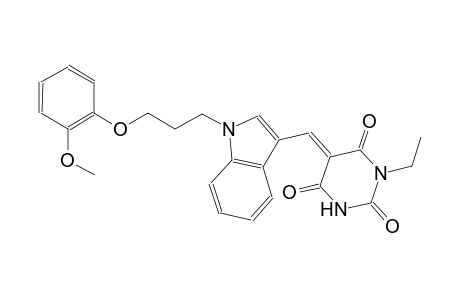 (5E)-1-ethyl-5-({1-[3-(2-methoxyphenoxy)propyl]-1H-indol-3-yl}methylene)-2,4,6(1H,3H,5H)-pyrimidinetrione
