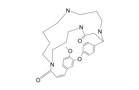 ISO-18-0-METHYLCHAENORPINE,(13E)-BETA',N-(1,5-DIAZONONAN-1,9-DIYL)-ALPHA',BETA'-DIHYDRO-4-METHOXY-N,N'-(PROPAN-1,3-DIYL)-3,4'-OXY-DI-[BENZENEPROPENEAMIDE]