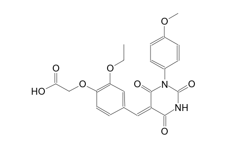 {2-ethoxy-4-[(Z)-(1-(4-methoxyphenyl)-2,4,6-trioxotetrahydro-5(2H)-pyrimidinylidene)methyl]phenoxy}acetic acid