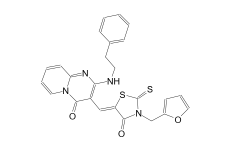 4H-pyrido[1,2-a]pyrimidin-4-one, 3-[(Z)-[3-(2-furanylmethyl)-4-oxo-2-thioxo-5-thiazolidinylidene]methyl]-2-[(2-phenylethyl)amino]-