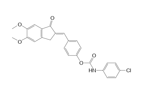(E)-4-[(5,6-Dimethoxy-1-oxo-1,3-dihydro-2H-inden-2-ylidene)methyl]phenyl (4-chlorophenyl) carbamate
