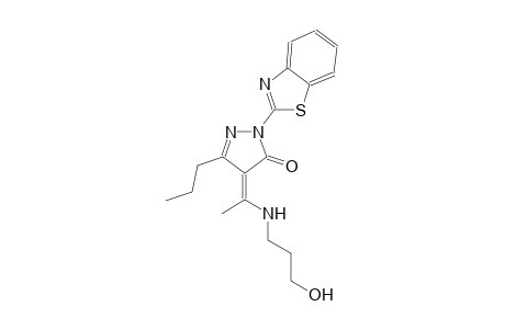 3H-pyrazol-3-one, 2-(2-benzothiazolyl)-2,4-dihydro-4-[1-[(3-hydroxypropyl)amino]ethylidene]-5-propyl-, (4Z)-